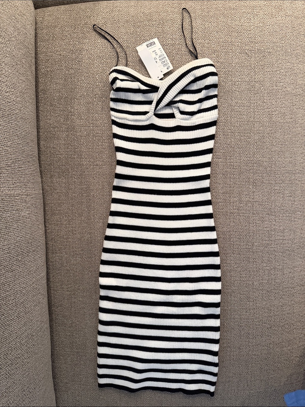 H&M Black and White Striped Knit Mini Dress